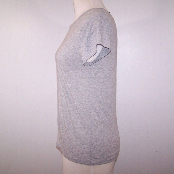 Victoria Sport Tee Shirt Top XS Strappy Low Cut Back Gray Short Sleeves Stretch - Picture 4 of 8